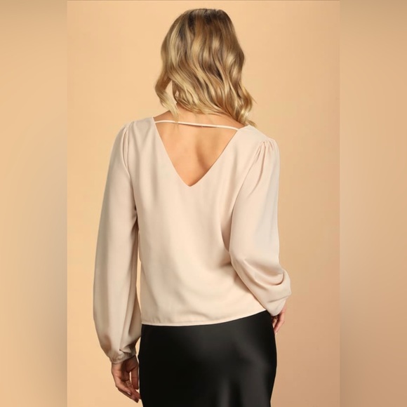 Lulu’s Stylish & Sincere Beige Long Sleeved Top - Picture 2 of 14